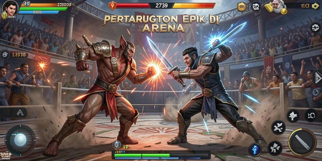 Screenshot utama 2739 menampilkan aksi pertarungan yang seru dan dinamis.
