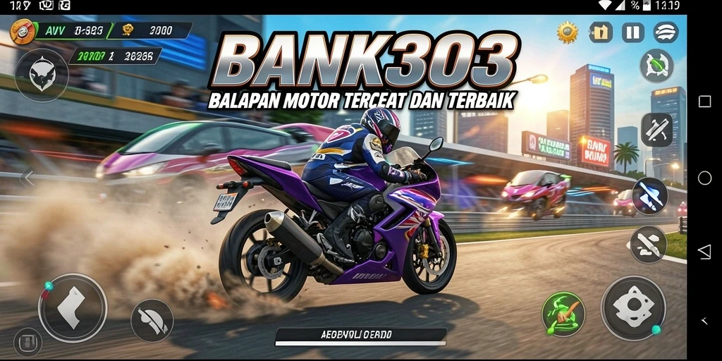 Tampilan gameplay menegangkan dalam balapan motor.