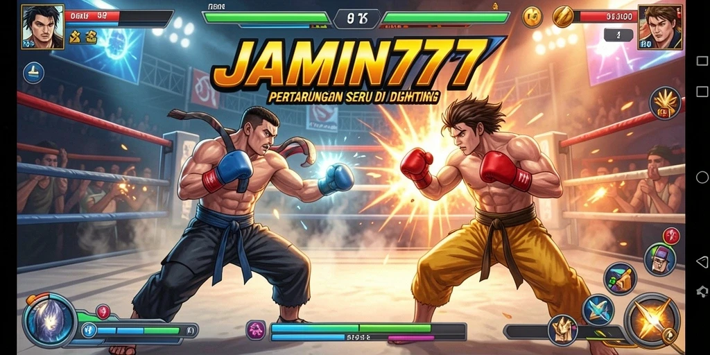 Screenshot pertarungan epik dalam JAMIN777 yang menunjukkan aksi dinamis.