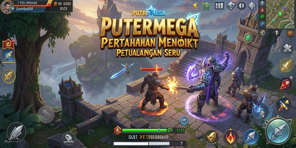 Gameplay seru PUTERMEGA dengan menara pertahanan yang strategis.