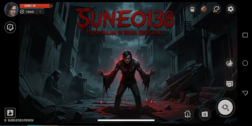 Tampilan gameplay SUNEO138 dengan suasana mengerikan dan adegan mencekam.